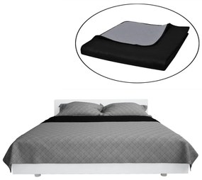 Colcha dupla face acolchoada preto/cinzento 170 x 210 cm