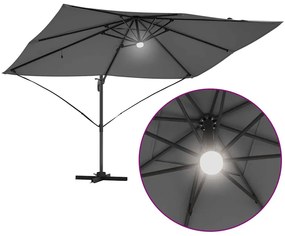 Guarda-Sol Cantilever Roma da com LEDs, Antracite, 352x251x265 cm, em