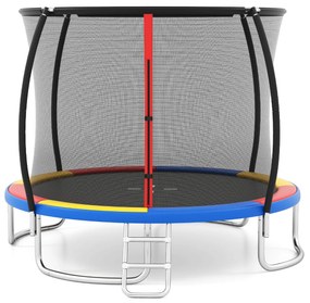Trampolim exterior Ø305 cm com escada redondo com rede de segurança, cobertura de borda e estrutura metálica Multicolor