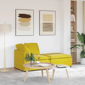 vidaXL Sofá modular com pufes e almofadas veludo amarelo