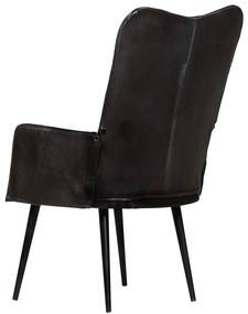 Poltrona de apoio couro genuíno preto