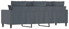 Sofá de 3 lugares 180 cm veludo cinza-escuro