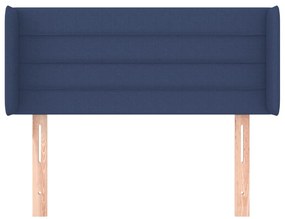 Cabeceira de cama c/ abas tecido 103x16x78/88 cm azul