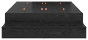 Cama de Armazenamento Preto Carvalho 120x190 cm
