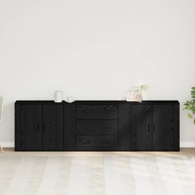 Buffets 3 pcs Carvalho Preto Madeira Engenheirada