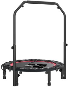 Trampolim de Fitness Ø102 cm Dobrável com Guiador Ajustável de 4 Níveis e Bandas para Treino de Pernas e Corpo Vermelho