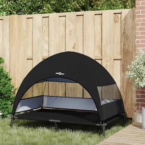 Cama Elevada para Cachorro com Toldo Removível Preto XL Aço