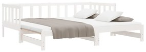 Sofá-cama com gavetão 80x200 cm madeira de pinho maciça branco