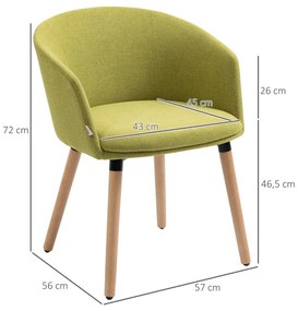 Cadeira Winona Estofada em Linho - Verde - Design Moderno