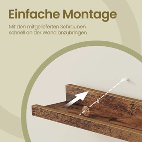 Conjunto de 2 Prateleiras suspensas de parede 10 x 60 x 5/2 cm Castanho