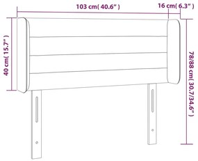 Cabeceira de cama c/ abas tecido 103x16x78/88 cm cinzento-claro
