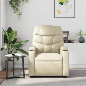 Poltrona de massagens reclinável couro artificial cor creme
