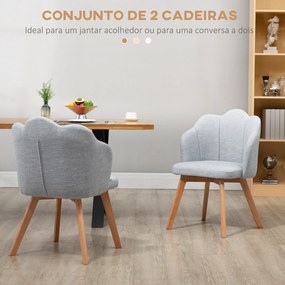 HOMCOM Cadeiras Sala de Jantar Estofada em Linho Sintético com Assento e Encosto Acolchoados Estilo Moderno 58x60x82 cm Azul Claro