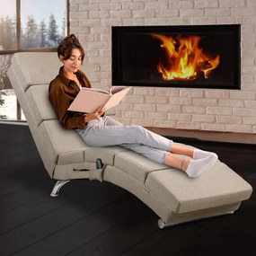 Poltrona London Sand com função de massagem e aquecimento 186 x 55 x 89 cm areia (aspeto de linho)