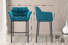 Banco de bar Damaso em tecido e com estrutura preta 64 x 110 x 48 cm Azul turquesa
