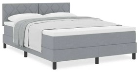 Cama Box Spring com Colchão Cinza Claro 160x200 cm Tecido