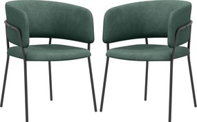 HOMCOM Conjunto de 2 Cadeiras de Sala de Jantar com Pés em Metal Estofados em Veludo Cadeiras Modernas 57x53x73 cm Verde | Aosom Portugal