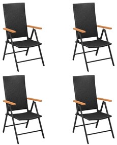 5 pcs conjunto de jantar p/ jardim vime PE preto e castanho