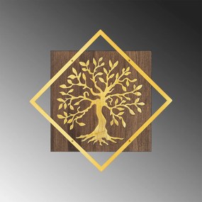 Acessório Decorativo de Parede Tree v2 – Nogueira e Dourado – 54 x 54