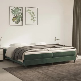 Estrutura de cama com molas 200x200 cm veludo verde-escuro