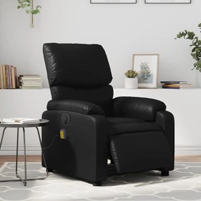 vidaXL Poltrona massagens reclinável elétrica couro artificial preto