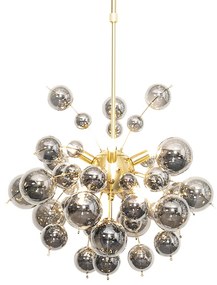 Candeeiro de suspensão design latão com vidro fumê 8 luzes - Explode Art Deco,Design