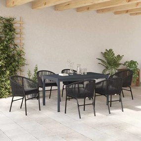 Conjunto de Jantar para o Jardim Manual 7 pcs Preto Grande