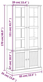Cristaleira Salamanca em Madeira Maciça - Branco - Design Rústico