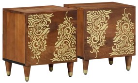 vidaXL Mesa de cabeceira com porta 2 pcs Marrom mel 40 x 33 x 46 cm