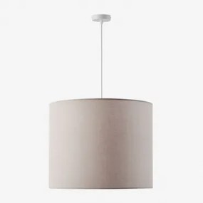 Lâmpada De Teto Suspensa Em Tecido Arlina Branco & Cinzento Taupe Claro Ø50 Cm - ↑40 Cm Arlina - Sklum