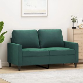 Sofá de 2 lugares 120 cm veludo verde-escuro