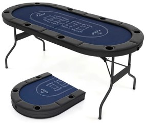 Mesa de pôquer dobrável de 1,8 m para jogo de lazer de cassino Blackjack Texas Hold'em - Azul