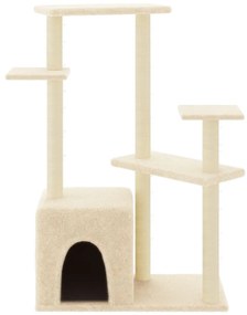 Árvore para gatos c/ postes arranhadores sisal 107,5 cm creme