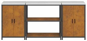 Conjunto de Armazenamento de Cozinha 3 pcs Ferro Enferrujado