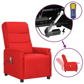 vidaXL Poltrona de massagens elevatória couro artificial vermelho