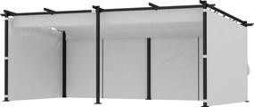 Pérgula de jardim para exterior 3 x 6 m, pérgula deslizante e retrátil com laterais, abrigo solar UPF30+, cinzenta