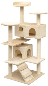 Árvore para gatos c/ postes arranhadores sisal 125 cm bege