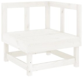 3 pcs conjunto lounge de jardim madeira de pinho maciça branco