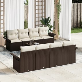 Conjunto de Sofá Jardim vidaXL de 9 Peças com Almofadas em Rattan Castanho
