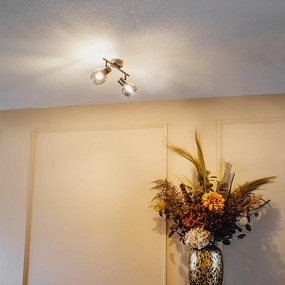 Candeeiro de teto inteligente preto com vidro fumê incl. 2 Wifi P45 - Vidro