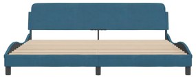 Estrutura de cama c/ cabeceira 200x200 cm veludo azul