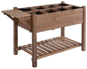 Outsunny Jardim Urbano Prateleiras Floreira Madeira Maciça Elevada Ervas 123x54x74 cm Castanho Resistente | Aosom Portugal