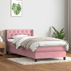 vidaXL Cama com molas/colchão rosa 80x210 cm veludo