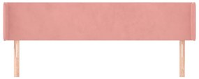 Cabeceira de cama c/ abas veludo 183x16x78/88 cm rosa
