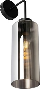 Candeeiro de parede Art Deco preto com vidro fumê - Laura