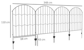 Outsunny Cerca de Jardim com 4 Painéis de 88x110 cm Cercas Decorativas