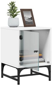 Mesa de cabeceira c/ porta de vidro 35x37x50 cm branco