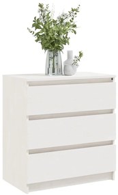 Mesa de cabeceira 60x36x64 cm madeira de pinho maciça branco