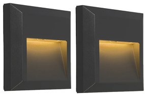 Conjunto de 2 candeeiros de parede modernos cinzento escuro, incluindo LED - Gem 2 Moderno