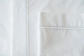 Lençol cima com barra ALFAZEMA 100% algodão percal 200 fios 180x290 Branco
